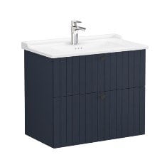 Vitra Root Groove 69448 Lavabo Dolabı, İki Çekmeceli, 80 Cm, Mat Lacivert, Klasik Lavabolu